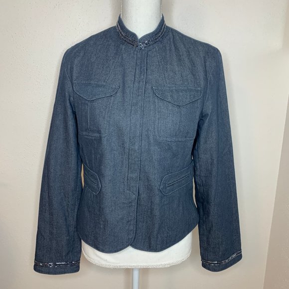 Work to Weekend Beaded Jean Minimalist Jacket - Picture 1 of 8